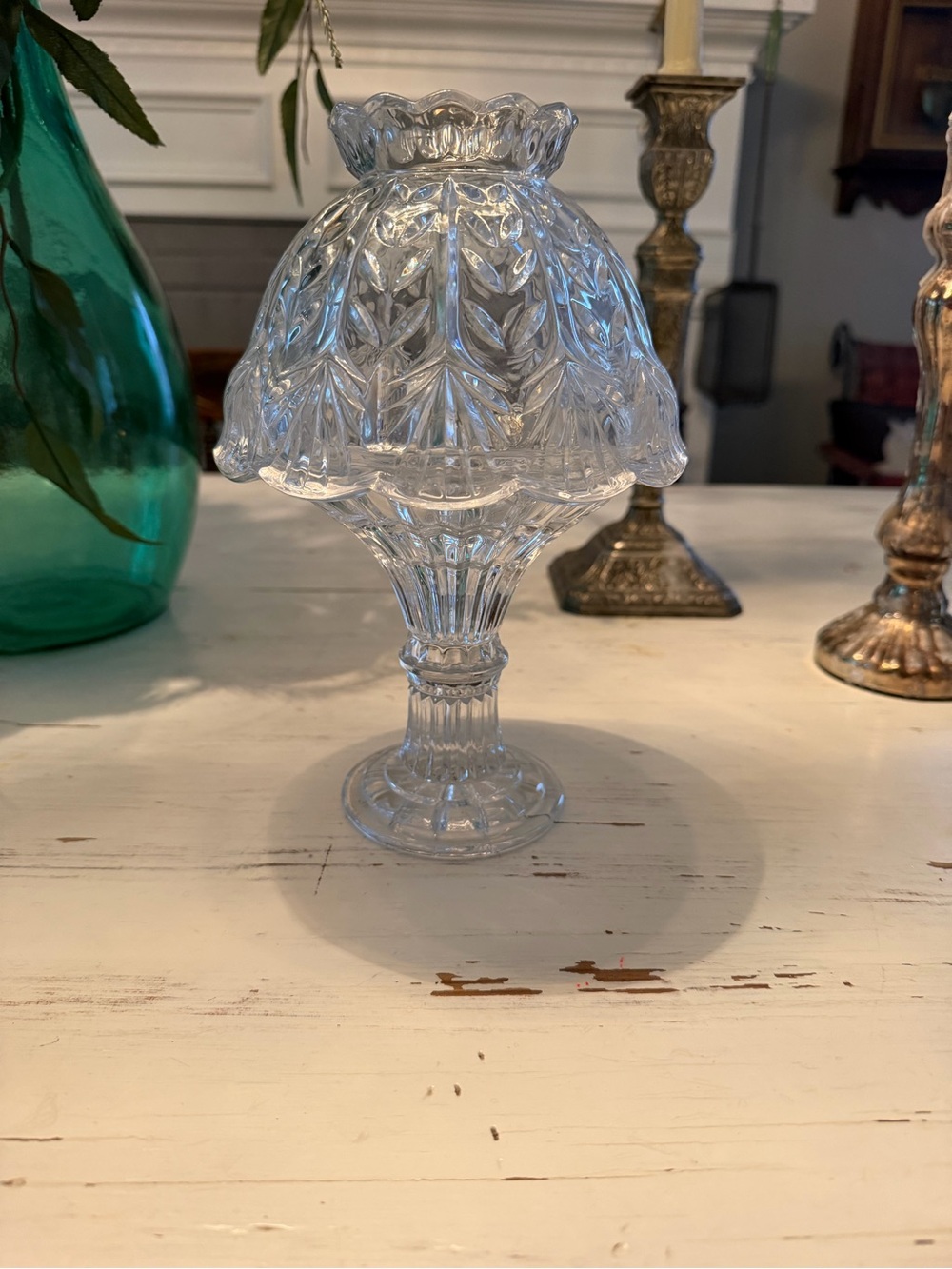 Vintage clear cut crystal fairy lamp